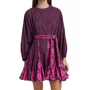 $395 Rhode Ella Cotton Dress in Woven Geo Red - Medium